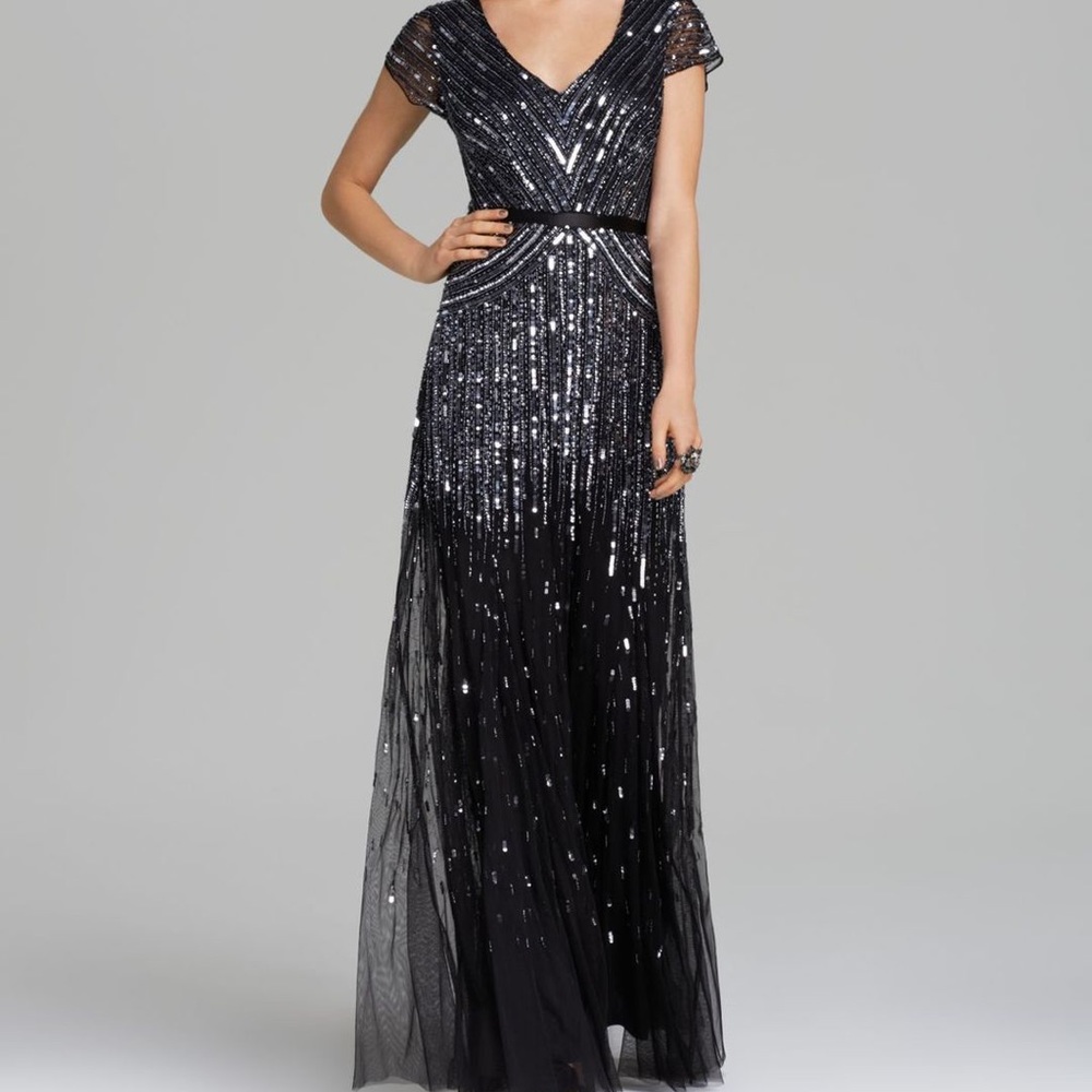 Adrianna Papell black beaded gown Size 12